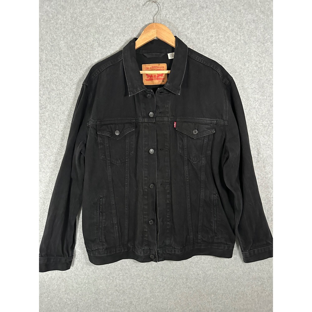 Levi's Trucker Jacket Mens XXL Black Denim Button Front Classic 72334-0144